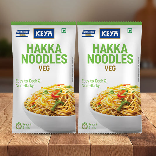 Keya Hakka Noodle Veg 150g | Chinese Restaurant Style | Quick & Easy to Prepare | Steamed & Air Dried | No Oil | Natural Ingredients | No Trans Fat | Premium Quality | Delicious Taste | Ideal for Home-Cooked Chinese Meals Pack of 2