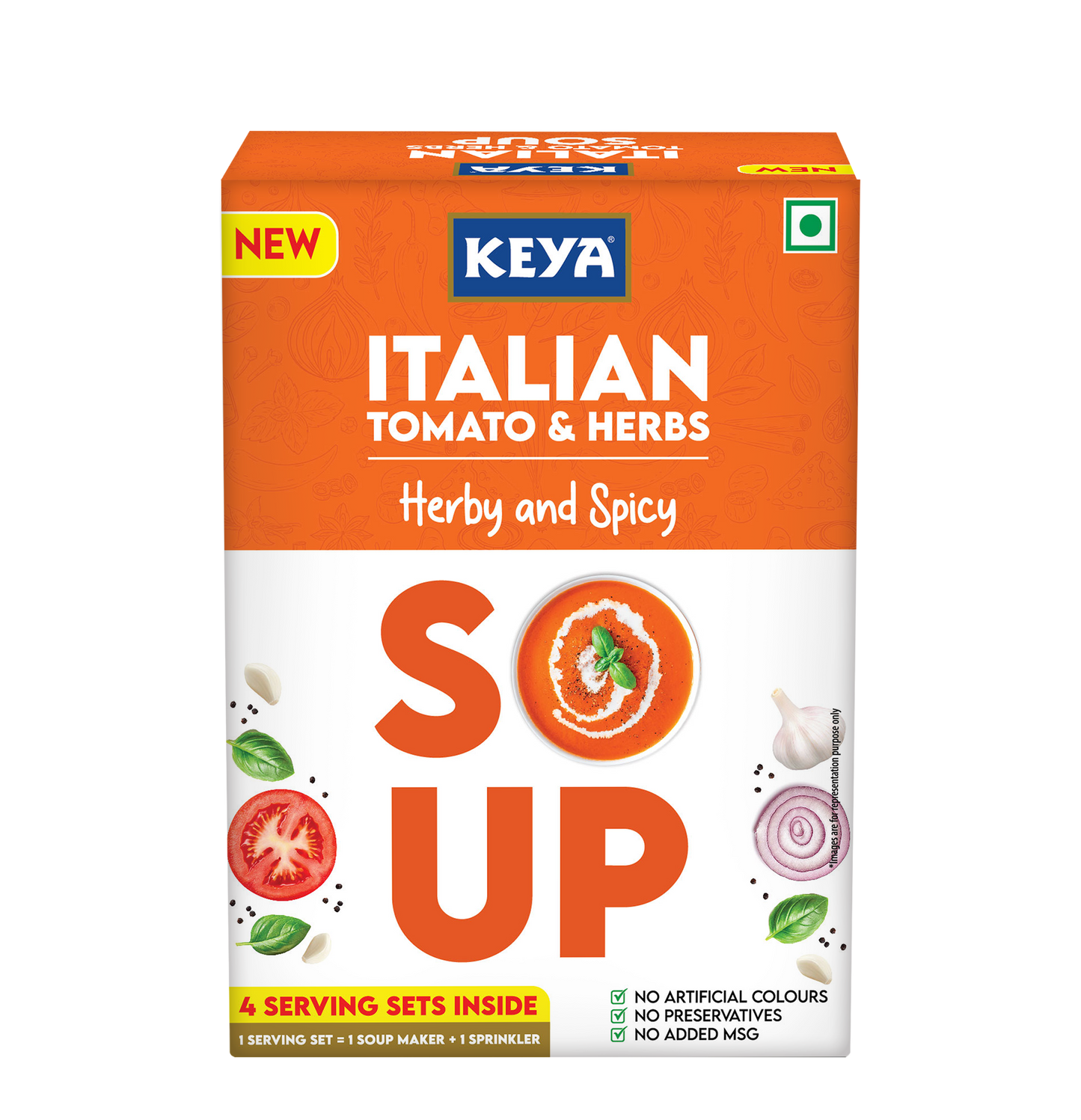 Keya Italian Soup Tomato & Herbs 56g | Keya Italian Soup Cream & Herbs 44g, Pack 2