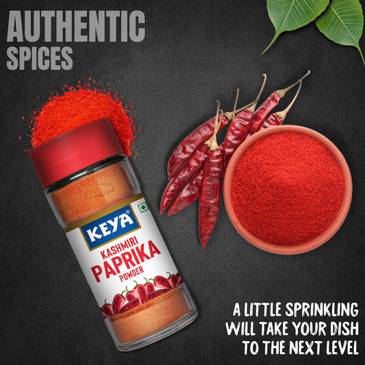 Keya Kashmiri Paprika Powder | Natural Vegetarian Dry Hot and Spicy Chili | Aromatic Seasoning | 100% Natural | Manually Sorted | 55g