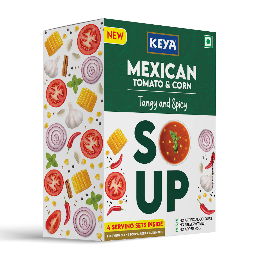 Keya Mexican Soup Tomato & Corn 52g | Keya African Soup Tomato & Piripiri 56g, Pack 2