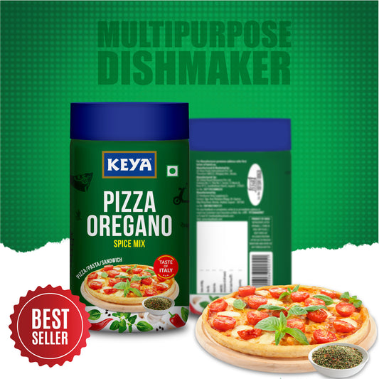 Keya Italian Pizza Oregano | Pizza Oregano Spice Mix | Healthy Italian Seasoning | Multipurpose Seasoning | Vegan | No Preservatives, Artifical Colours & Flavours | No MSG | Sprinkler |Perfect for Pizza, Garlic Bread, Makhana| 80g