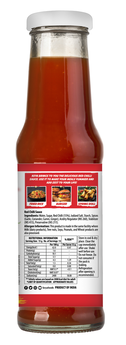 Keya Chinese Sauce Combo- Red Chilli Sauce 200g, Green Chilli Sauce 190g, Dark Soya Sauce 200g,Pack 3