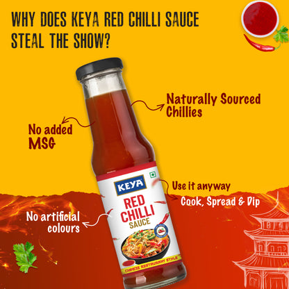 Keya Chinese Sauce Combo- Red Chilli Sauce 200g, Green Chilli Sauce 190g, Dark Soya Sauce 200g,Pack 3