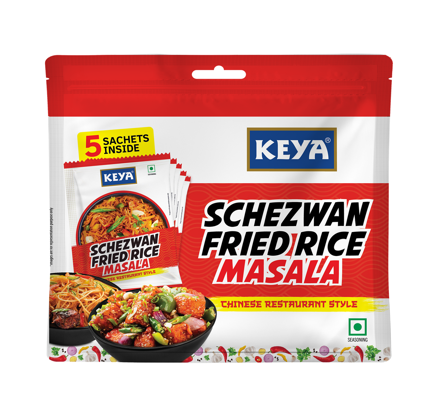 Keya Schezwan Fried Rice Masala 100g Multipack | 5 sachets inside of 20g | Each sachet 20g