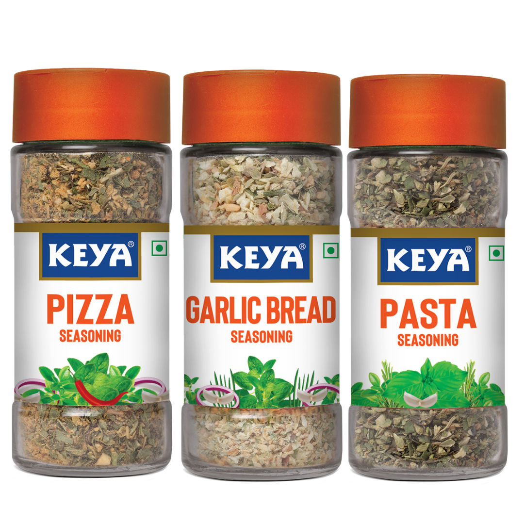 Keya Seasoning Combo| Keya Garlic Bread Seasoning 50g, Keya Pasta Seasoning 45g, Keya Pizza Seasoning 45| Pack of 3